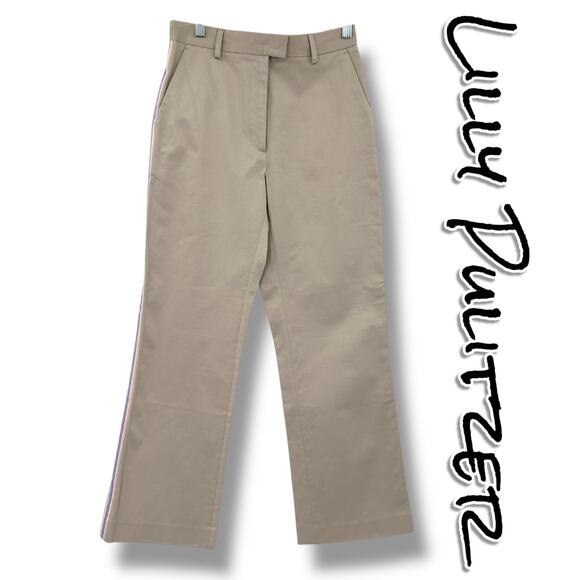 Vintage Lilly Pulitzer Chino Pants Tuxedo Side Stripe Straight Leg Womens Sz 2 - Picture 1 of 11